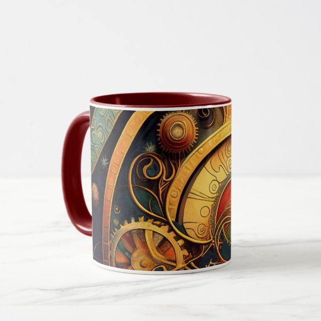 Taza Diseño abstracto de relojería Steampunk (Anverso izquierdo)