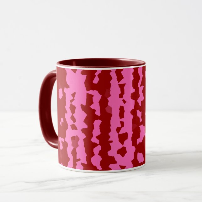 Taza Diseño abstracto irregular rosa granate rojo (Anverso izquierdo)