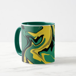 Taza Diseño abstracto verde y amarillo fluido