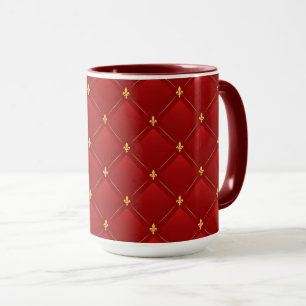 Taza diseño art nouveau rojo y dorado