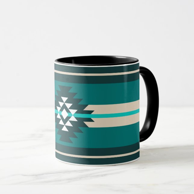 Taza Diseño azteca de color turquesa (Anverso derecho)