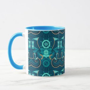 Taza Diseño azul náutico