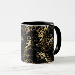 TAZA DISEÑO BARROCO DE CAFÉ MUG GOLDEN LEAF