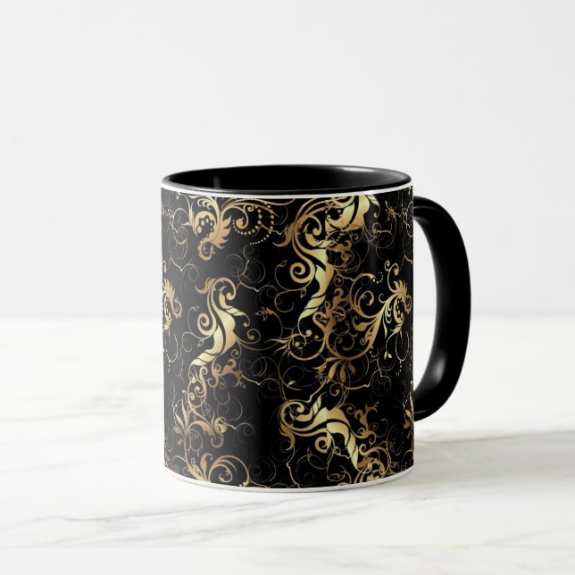 TAZA DISEÑO BARROCO DE CAFÉ MUG GOLDEN LEAF (Anverso derecho)