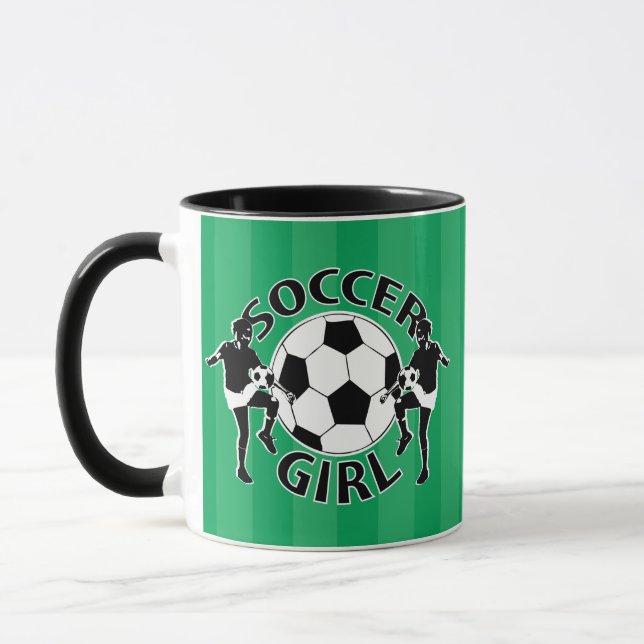 Taza Diseño blanco y negro del chica del fútbol (Izquierda)