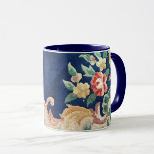 Taza Diseño chino de la manta de los azules marinos co