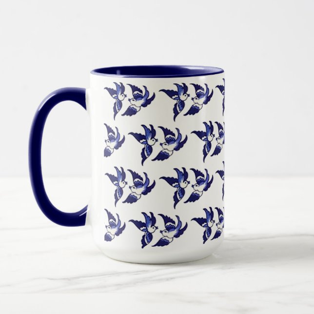 Taza Diseño clásico de aves silvestres azules (Izquierda)