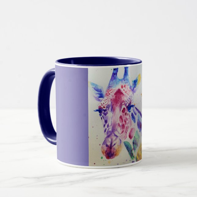 Taza Diseño de acuarela animal de jirafa colorida (Anverso izquierdo)