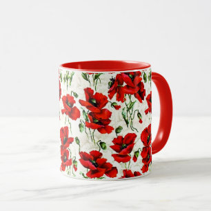 Taza Diseño de amapola roja