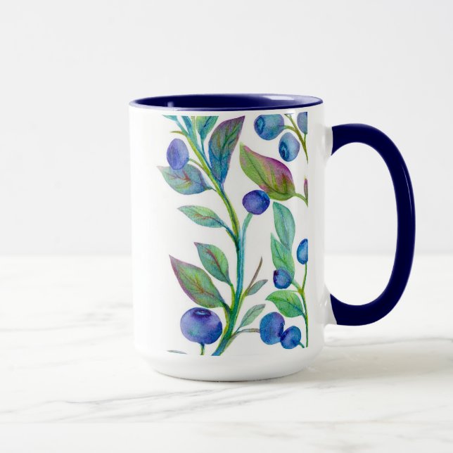 Taza Diseño de arándano azul acuático (Derecha)