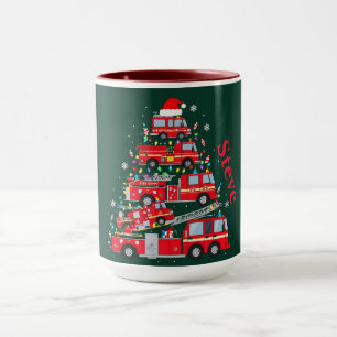 Taza Diseño de árbol de Navidad hecho de camiones de bo