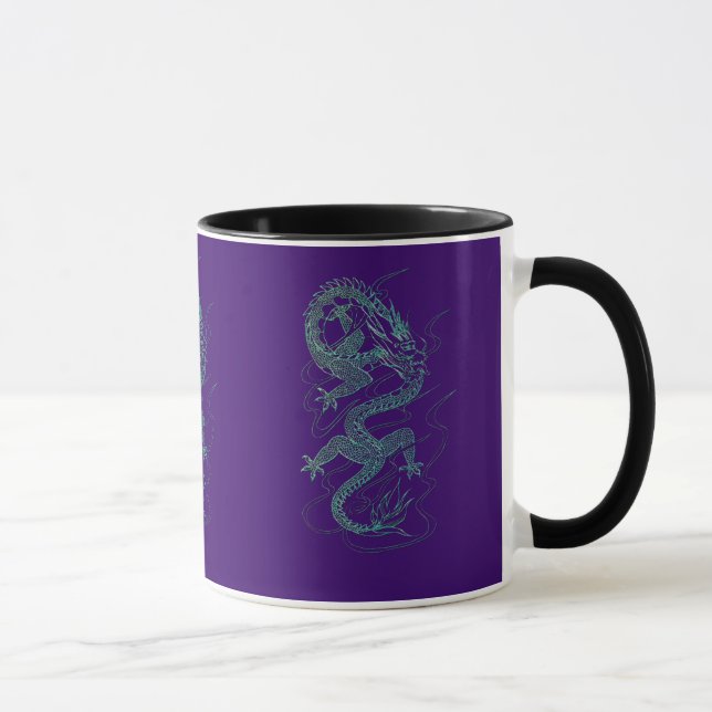 Taza Diseño de arte asiático Blue Dragon (Derecha)
