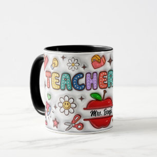 Taza Diseño de aspecto inflado de 3D por nombre de prof