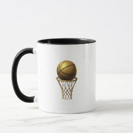 Taza Diseño de Baloncesto Dorado y Hoop