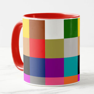 Taza Diseño de bloques de colores negrita multicolores