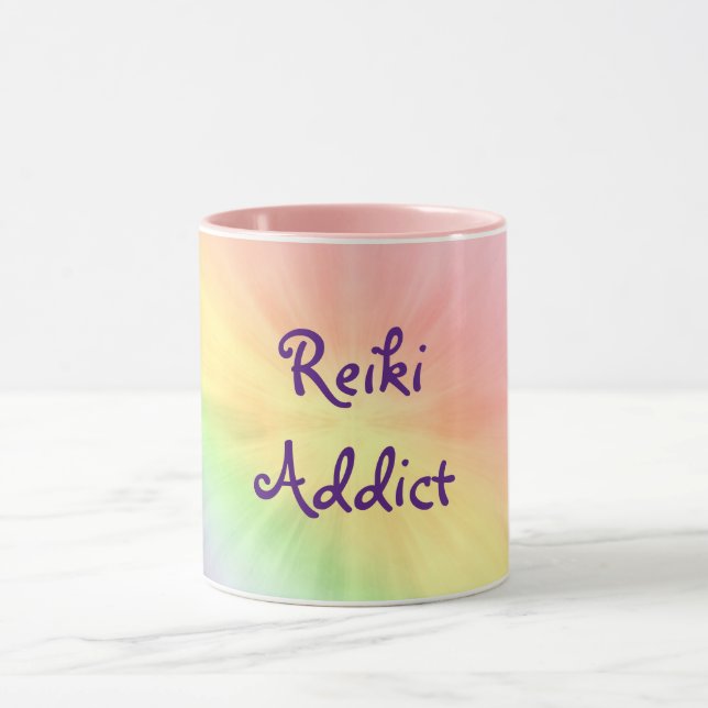 Taza Diseño de bonito arco iris Reiki Addict (Centro)