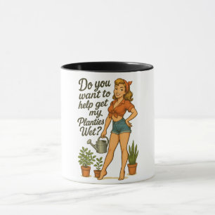 Taza Diseño de broma de jardinero pin-up descarado