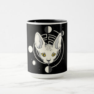 Taza Diseño de Cara de Gato Espacial Genial