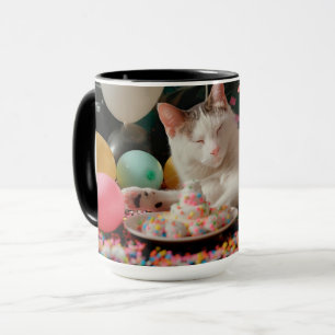 Taza Diseño de Celebración de Cumpleaños de Gato Adorab