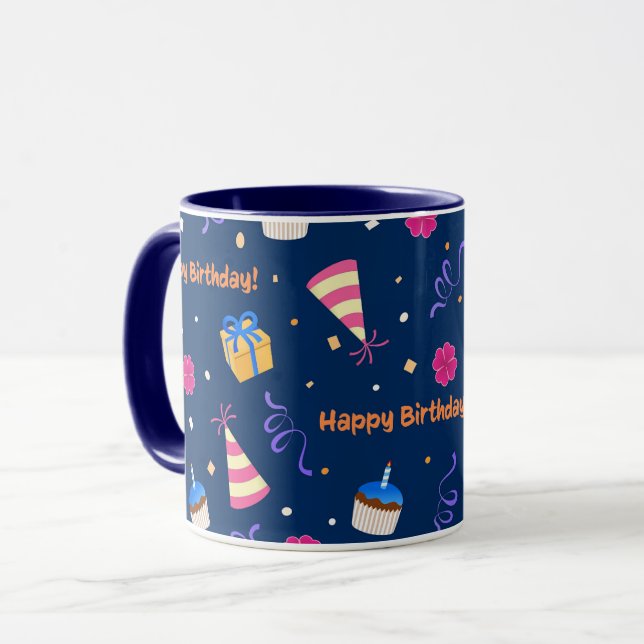 Taza Diseño de celebración de cumpleaños feliz (Anverso izquierdo)