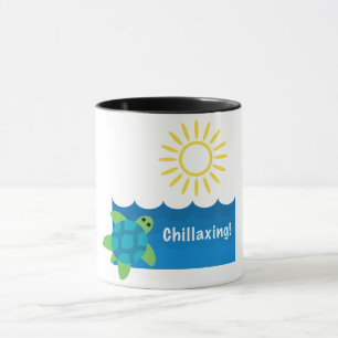 Taza Diseño de Chillaxing Turtle - Mug Combo Negro de 1
