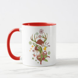 Taza Diseño de ciervo colorido de Navidad Coloreado 