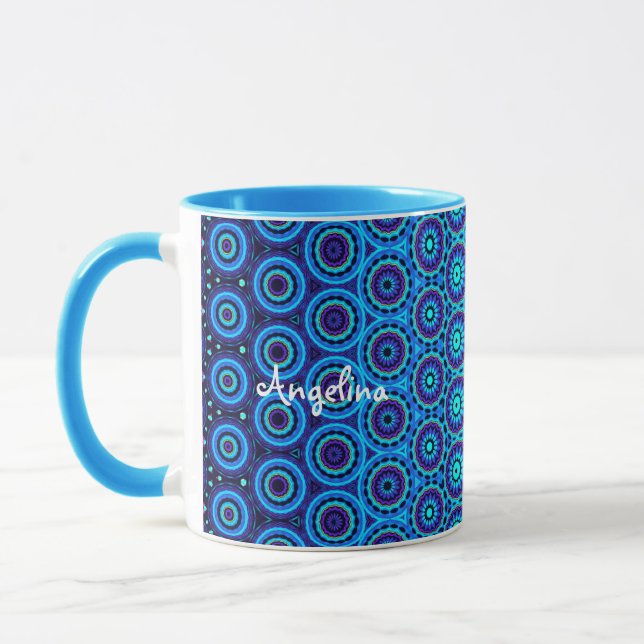 Taza Diseño de círculo azul (Izquierda)