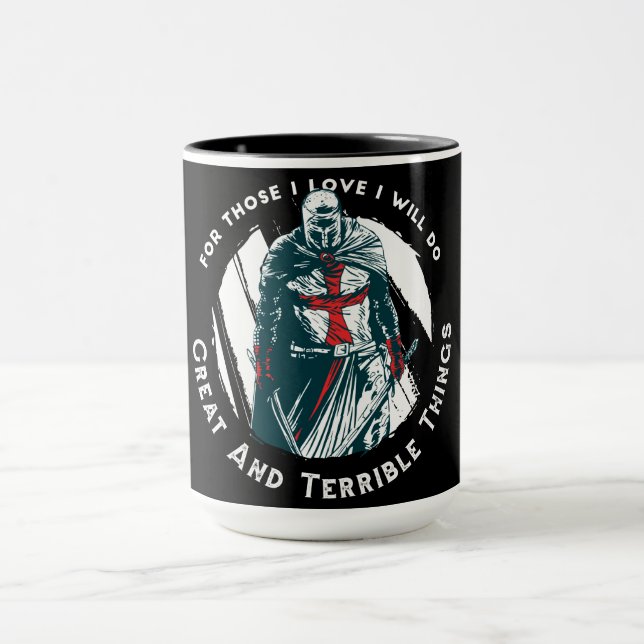 Taza Diseño de cita de caballero valiente (Centro)