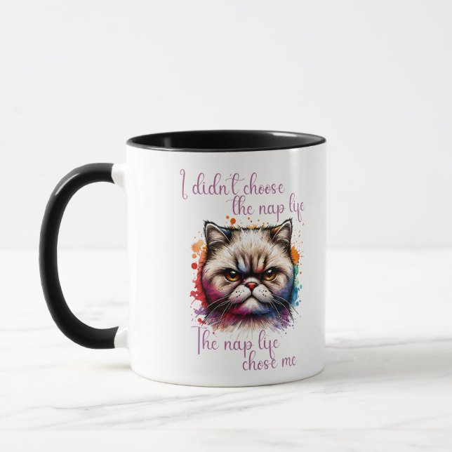 Taza Diseño de citas divertidas para gato gruñón "Nap L (Izquierda)
