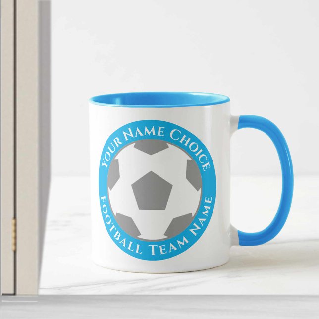 Taza Diseño de club de fútbol en Blue Mug de cielo clar (Subido por el creador)