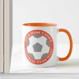 Taza Diseño de club de fútbol en peluca Naranja