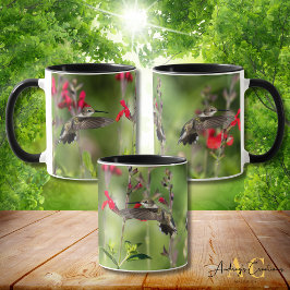 Taza Diseño de colibrí con trompa de rubí