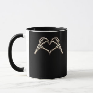 Taza Diseño de Corazones de Mano de Esqueleto