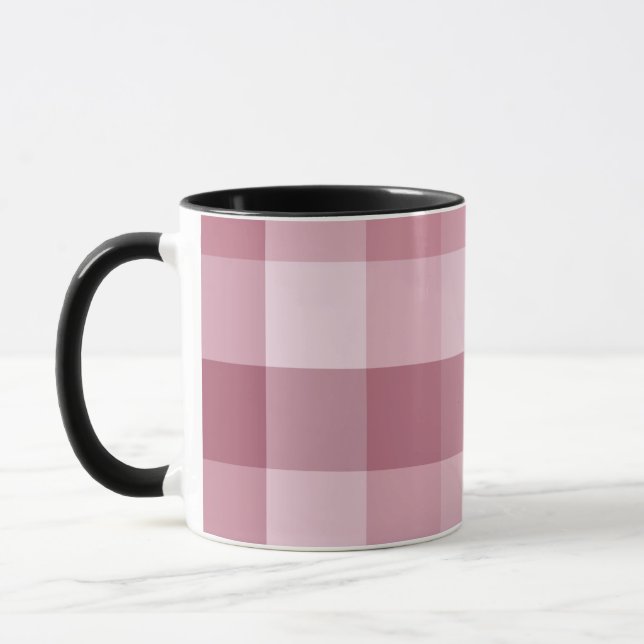 Taza Diseño de Cuadro de Gingham Rosa (Izquierda)
