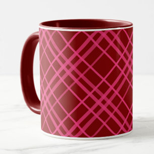 Taza Diseño de Cuadro de Rejilla de Cuadros Rosa Granat