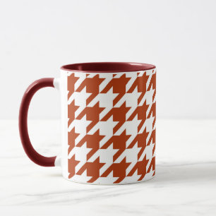 Taza Diseño de Cuadro Escocés Houndstooth Blanco Marrón