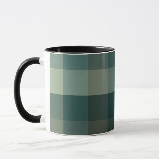 Taza Diseño de cuadros de gingham verde (Izquierda)