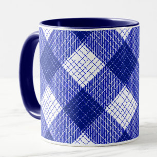 Taza Diseño de Cuadros de Verificación Negrita Azul y B