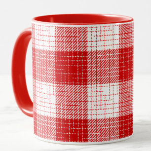 Taza Diseño de cuadros escoceses atrevidos en rojo y bl