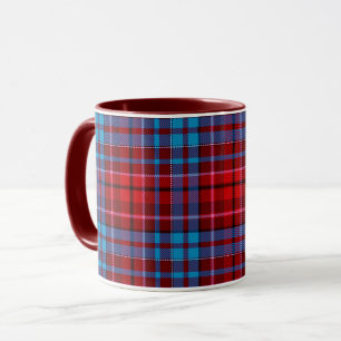 Taza Diseño de cuadros escoceses azul granate rojo