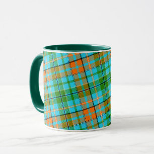 Taza Diseño de cuadros escoceses azul naranja verde