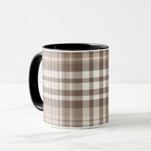 Taza Diseño de cuadros escoceses en tono tierra neutro