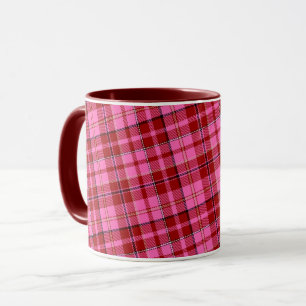 Taza Diseño de cuadros escoceses granate rosa