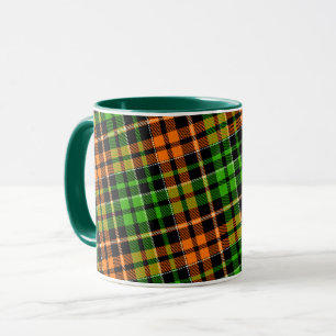 Taza Diseño de cuadros escoceses naranja verde negro