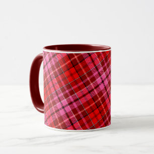 Taza Diseño de Cuadros Escoceses Rojo Granate Rosa