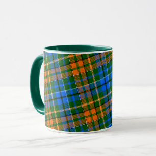 Taza Diseño de cuadros escoceses verde naranja azul