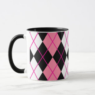Taza Diseño de diamantes de arenoso blanco rosado