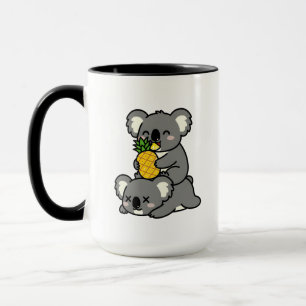 Taza Diseño de dibujos animados de koalas lindos comien