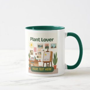 Taza Diseño de espacio de trabajo creativo y vegetación