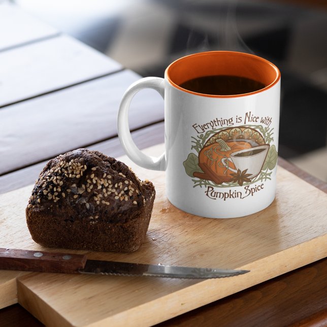 Taza Diseño de estilo de cosecha de calabaza y café de  (Pumpkin Spice Coffee Mug Vintage Style Design - 11 oz size)